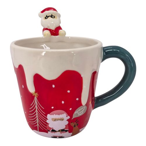 Taza Holiday Time de cerámica navideña de nieve