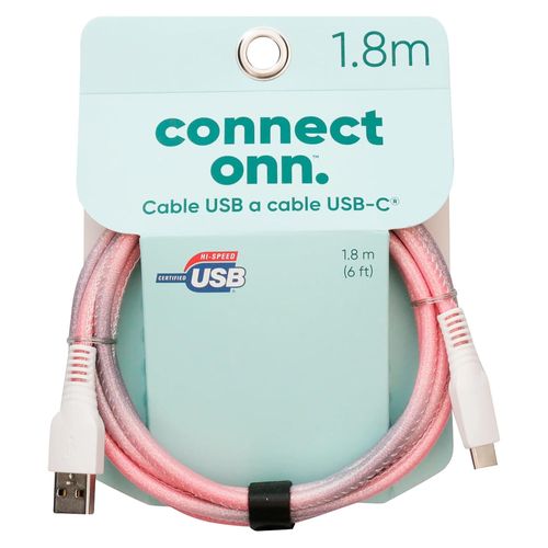 Onn Cable C A Rosado Usb 1M Con Luz