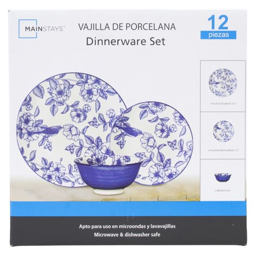 Ms Set Vajilla Porcelana 12pzs Floral