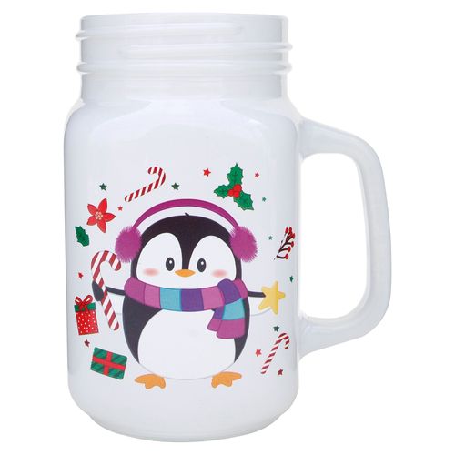 Jarra Zibo  de vidrio con diseno navideño