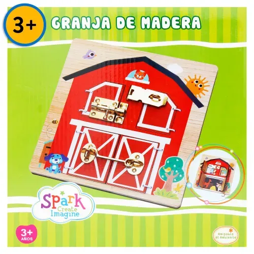 Juegos de ciencia y creatividad Spark Create Imagine tablero de madera granja