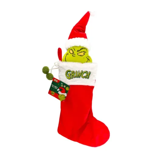 Bota Grinch De Tela Decorativa - 78 cm