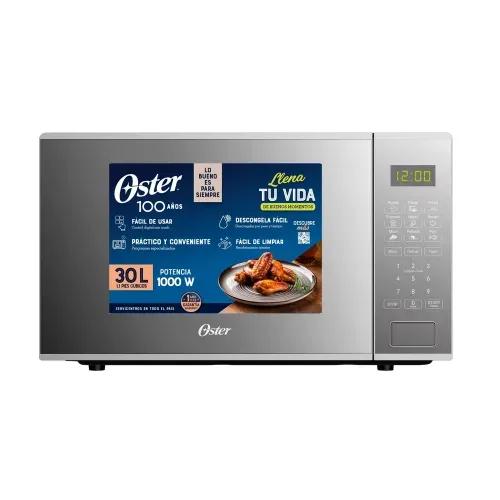 Horno Microondas Oster Mod. OGW3003 Capacidad 30 Litros, 1.1 Pies Cúbicos, Color Silver, Control Digital, Función de Descongelado.