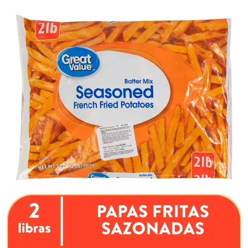 Papa Great Value Para Freir Sazonada Pequeño - 2 lb