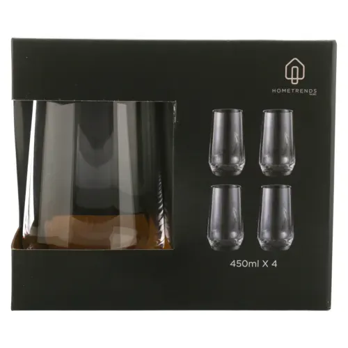Ht Set De 4 Vasos De Vidrio 450ml