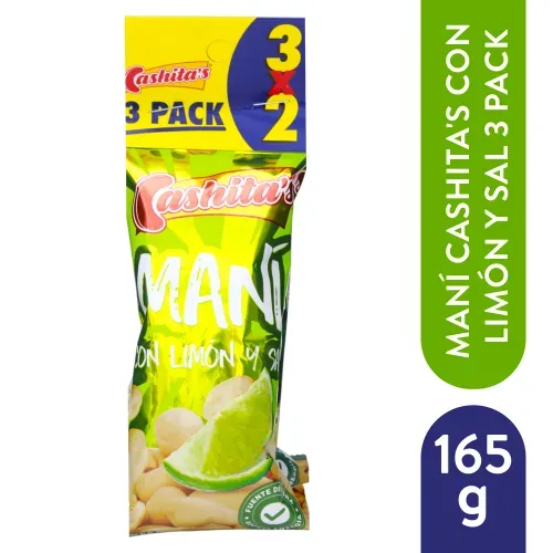 3 Pack Mani Cashitas Con Limon Y Sal - 165gr