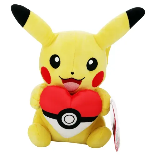 Peluche Pokémon Pikachu pokéball corazón - 8 pulgadas