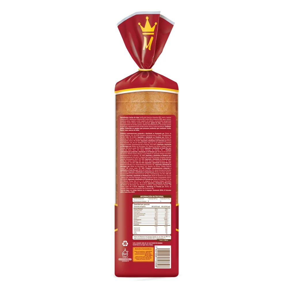 Comprar Pan Blanco Monarca Grande - 540 g | Walmart Honduras - Paiz ...