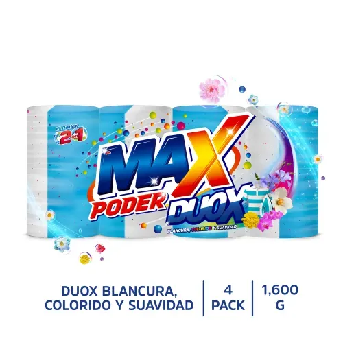Jabón Max Poder Duox Azul Blancura, Colorido y Suavidad 1600 g