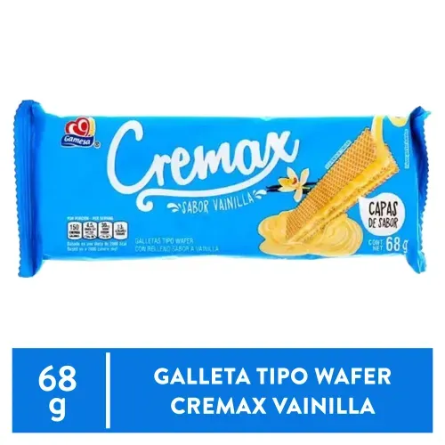 Galleta Tipo Wafer Cremax Vainilla 68g