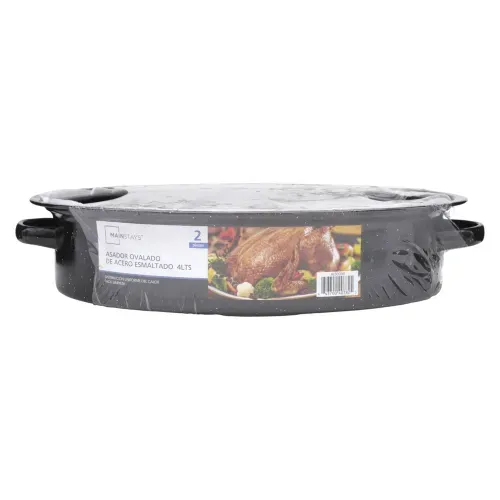 Asador Ovalado Acero Esmaltad 14 Pulgada