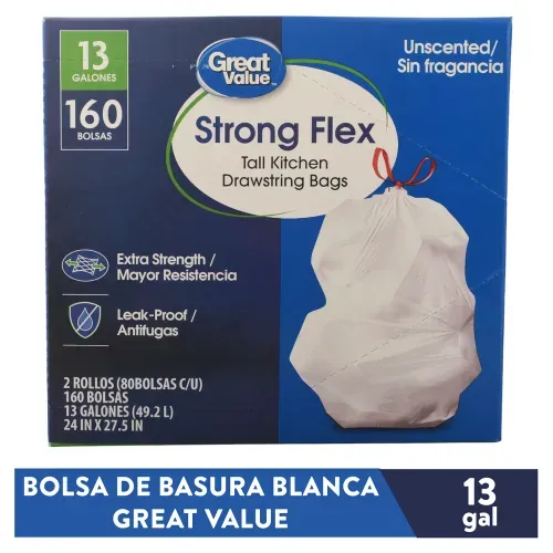 Bolsa Basura Blanca Great Value 13g 160