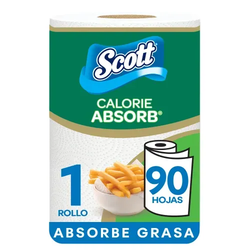 Toalla de Papel Desechable Scott Calorie Absorb 90 hojas - 1 Rollo