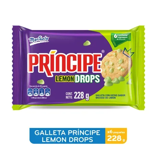 Galleta Marisela Príncipe Lemon Drops 6 paquetes - 228 g