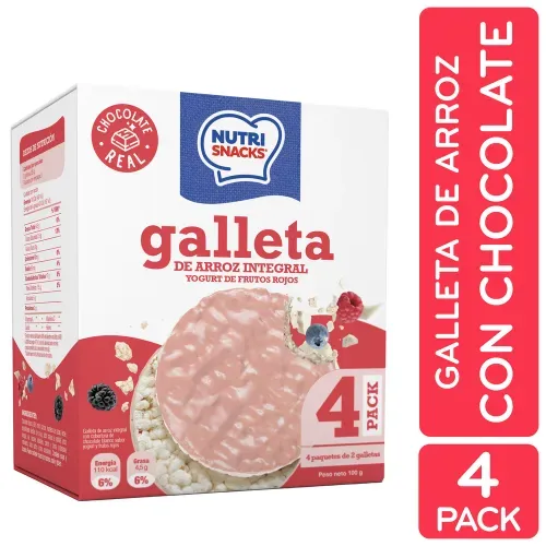 Galletas Nutrisnacks de Arroz Yogurt de Frutos Rojos 4 Pack - 100 g