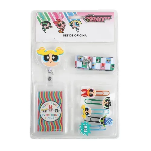 Kit de oficina  Powerpuff Girls clips y portagafete