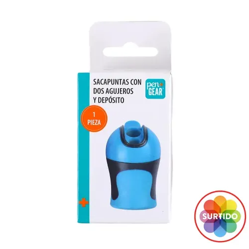 Tajador Pen+Gear, con dos agujeros y depósito, Azul. Modelo: KR971524
