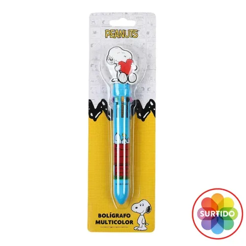 Snoopy Boligrafo 3d Retractil 10 Colores