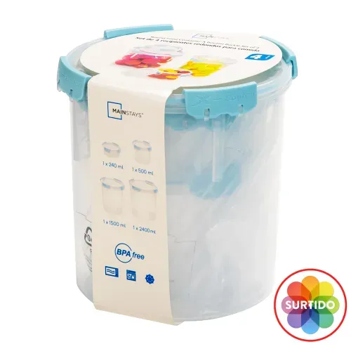 Juego 4 Recipientes Redondos Para Comida