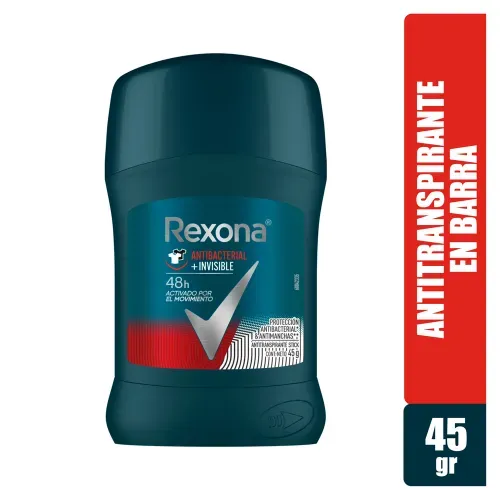 Desodorante Rexona Men Antibacterial Invisible en Barra - 45 g