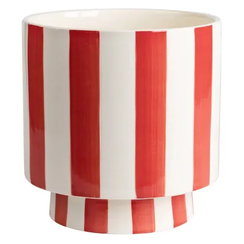 Maceta Home Trends ceramica rayas roja – 15.5cm
