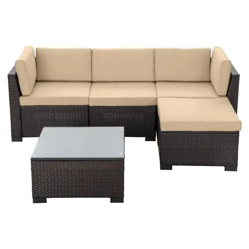 Ht Set De Sala Rattan 5 Piezas
