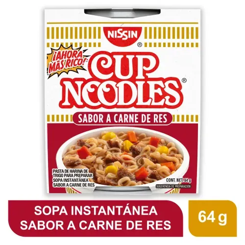 Sopa Nissin Instantánea Cup Noodles Sabor Carne de Res Vaso - 64 g