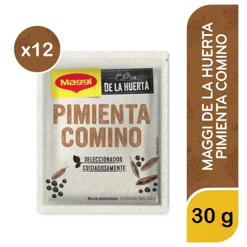 Condimento Maggi De La Huerta Pimienta Comino 12 Sobres - 30 g