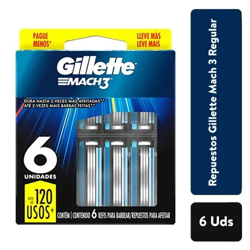 Repuesto Gillette Mach 3 Regular 6 Und