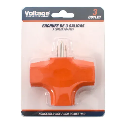 Adaptador Polarizado Voltage de 3 Entradas Color Naranja
