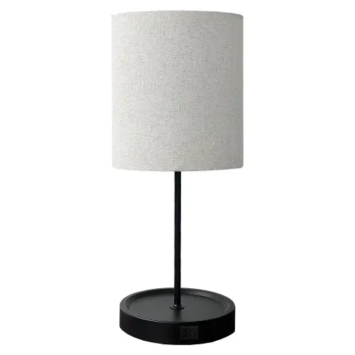 Ht Lampara Mesa 48cm Negra Con Usb Y C