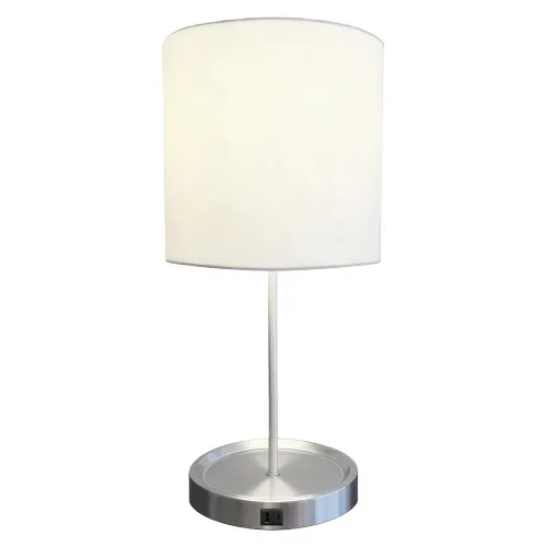Ht Lampara Mesa 48cm Cromada Con Usb Y C