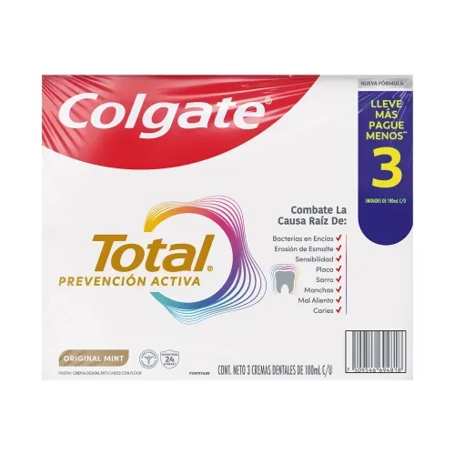 Pasta Dental Colgate Total Original Mint Prevención Activa 3 Pack - 300ml
