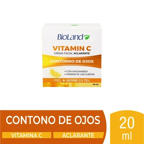 Crema Contorno de Ojos Bioland Aclarante con vitamina C y Niacinamida - 20 ml