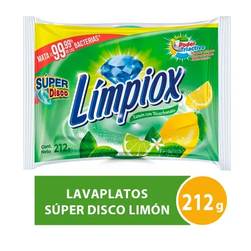 Lavaplatos Limpiox Disco Limon conbicarbonato - 212g