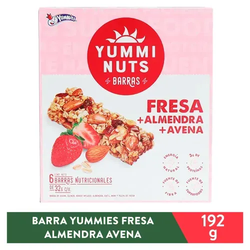 Barra Yummies Fresa Almendra Avena 192gr