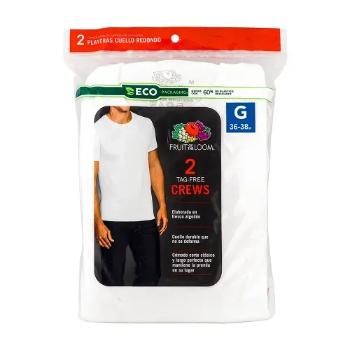 Camiseta Fruit Of The Loom Cuello Redondo Color Blanco 2 Pack Talla L