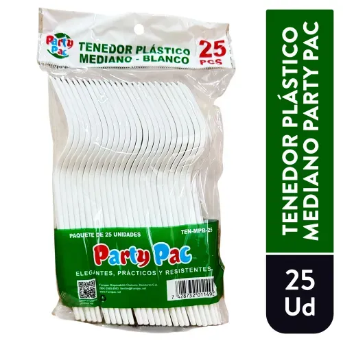 Tenedor Plastico Mediano Party Pac 25ea
