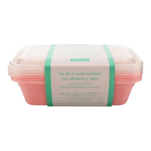Set De 5 Contenedores Para Comida 900ml