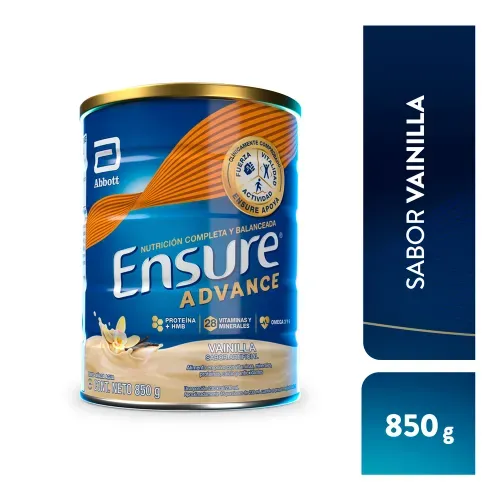 Complemento Ensure Advance® Vainilla con proteína y vitaminas para recuperar masa muscular, fuerza y vitalidad - 850 g