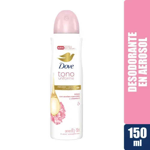 Desodorante Dove Tono Uniforme Rosas Y Vitamina E, Aerosol - 150ml