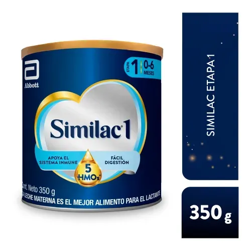 Fórmula Infantil Similac 1 con 5 HMO, sin sacarosa, mezcla única de nutrientes esenciales. - 350 g