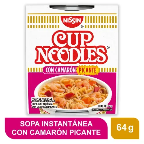 Sopa Instantánea NISSIN Cup Noodles Sabor Camarón Picante Vaso - 64 g