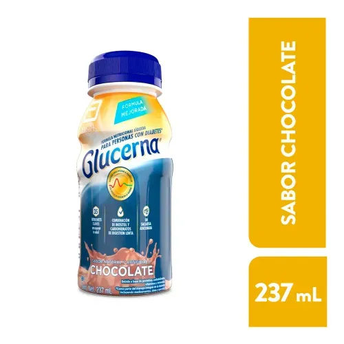 Complemento Nutricional Glucerna Sabor Chocolate, bebida que ayuda a controlar los niveles de azúcar en la sangre.- 237 ml