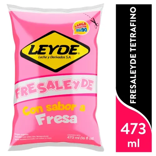 Leche saborizada Leyde sabor fresa Tetrafino - 473 ml