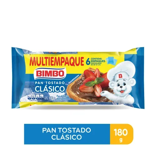 Pan Bimbo Tostado 6 Pack de Dos Rebanadas Por Pack - 180 g