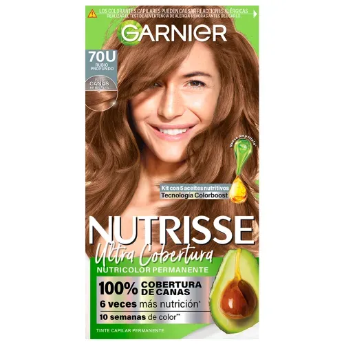 Tinte para Cabello Garnier Nutrisse Ultracobertura Tono Rubio Profundo 70U - 97ml