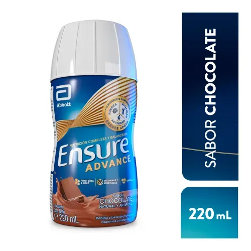 Complemento Ensure Advance® Sabor Chocolate, bebida lista para tomar con proteína, energía y vitaminas . - 220 ml
