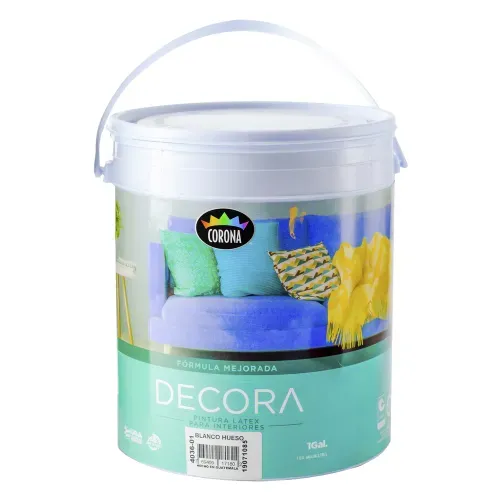 Pintura Latex Decora Formula Mejorada Para Interiores Color Blanco Hueso - 1 Galon