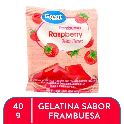 Great Value Gelatina Sabor Frambu 40 Gr